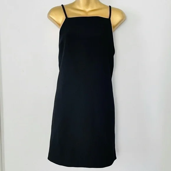 Zara Black High Neck Slip Dress | Quiet Luxury Cocktail Chic Minimal - Picture 3 of 8